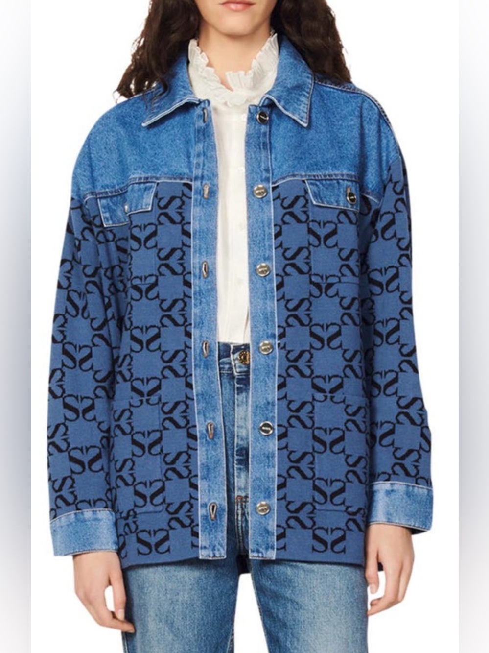 Sandro Augustine Oversized Denim Jacket -Size 0